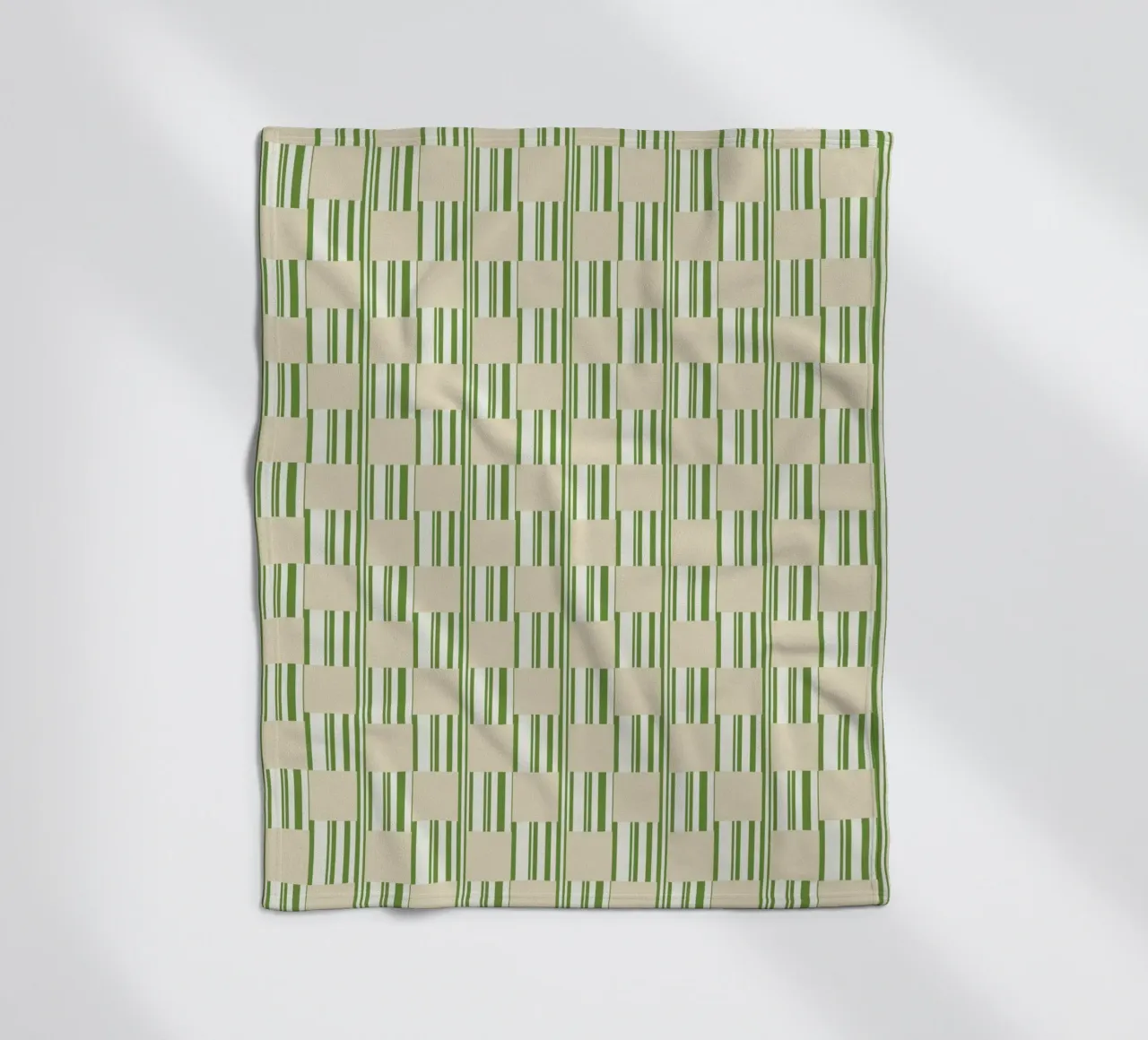 Quadri e righe in verde e beige coperta in pile da Little Dean