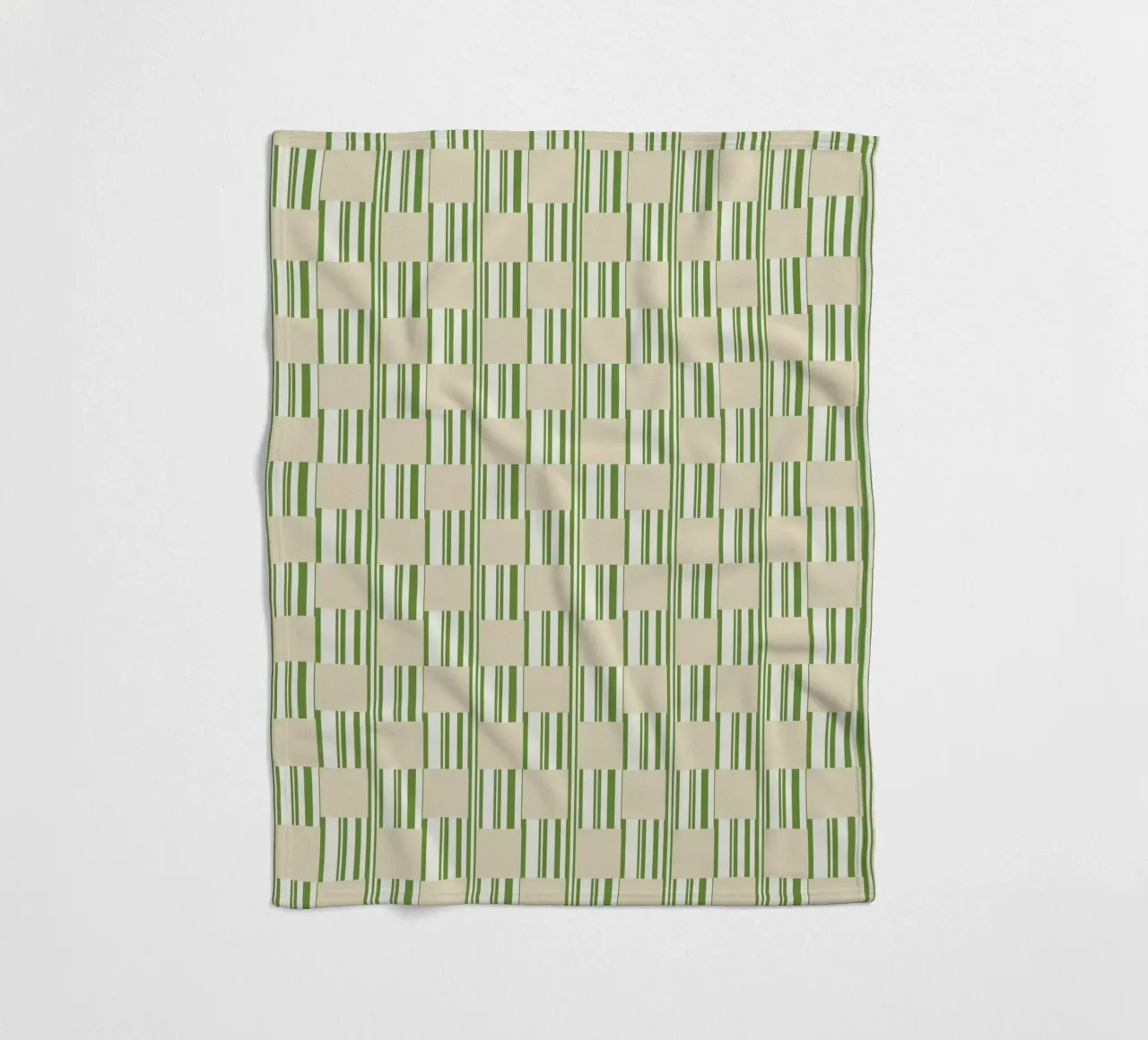 Quadri e righe in verde e beige coperta in pile da Little Dean