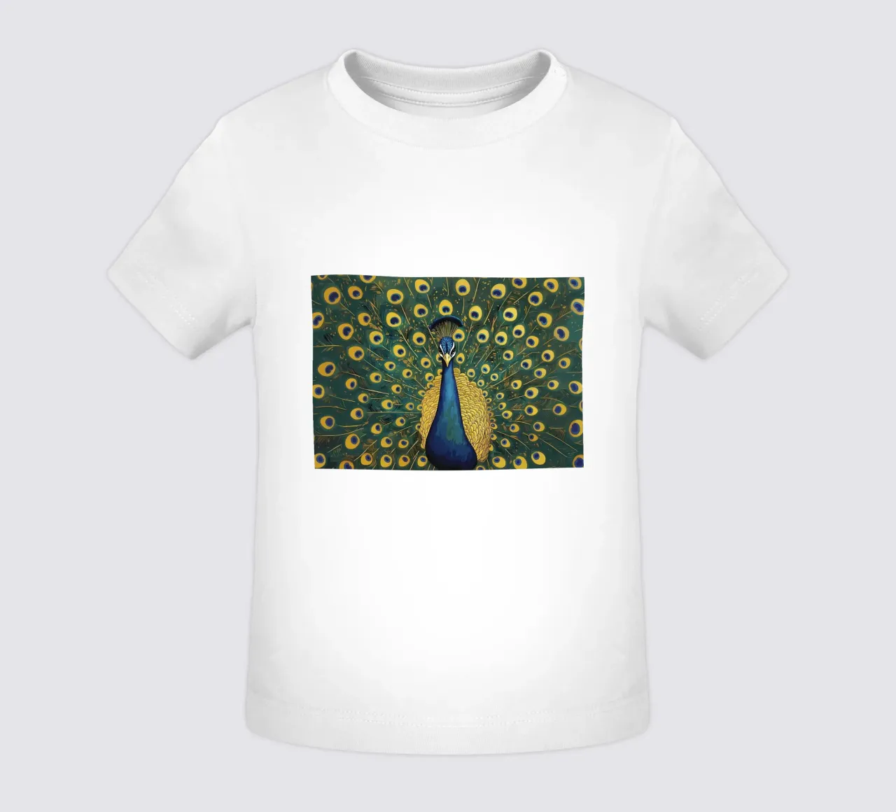 Pfau mit ausgebreiteten Federn Baby T-Shirt von Caeson