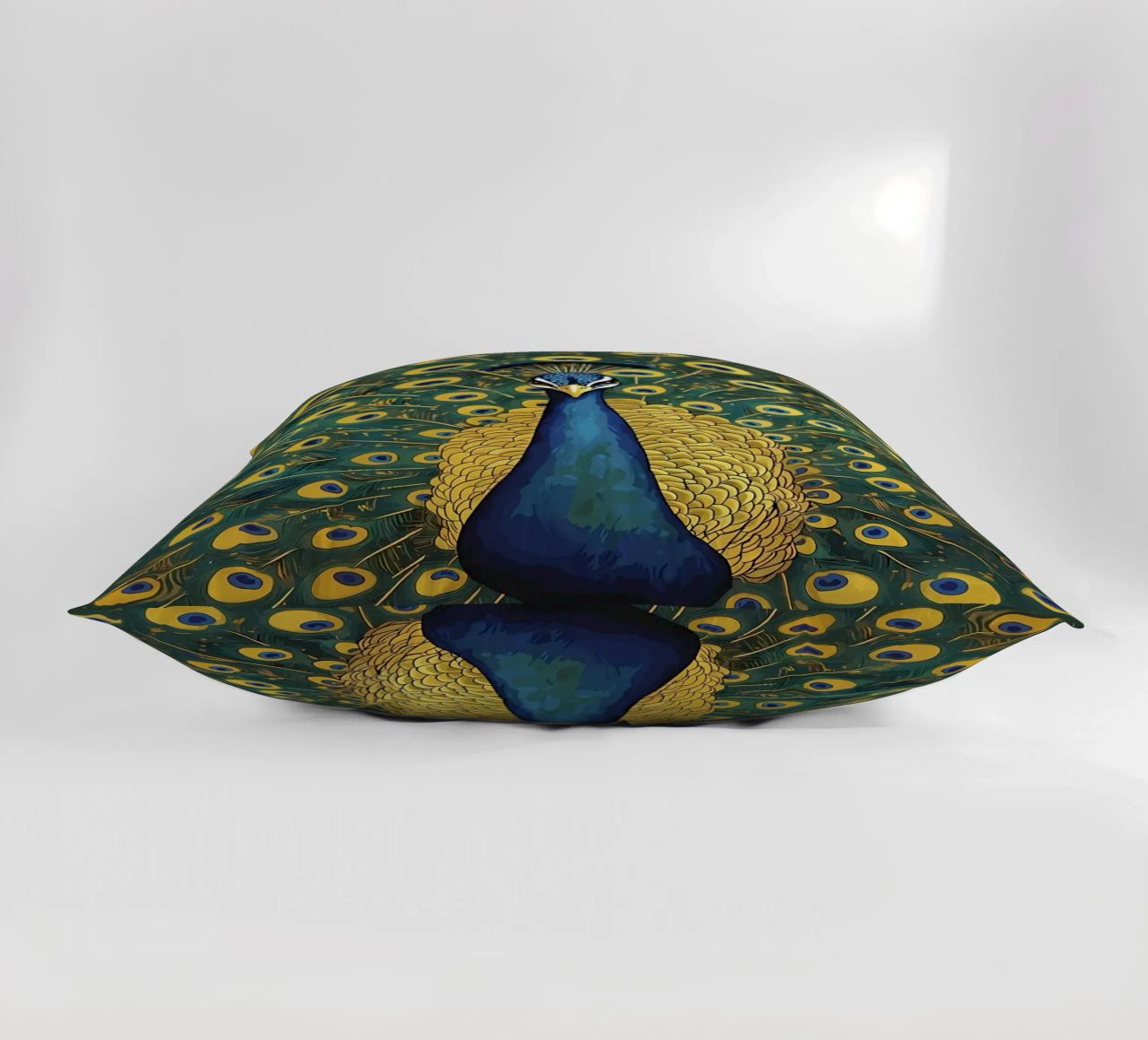 Peacock with Spread Feathers decorative cushion by Caeson