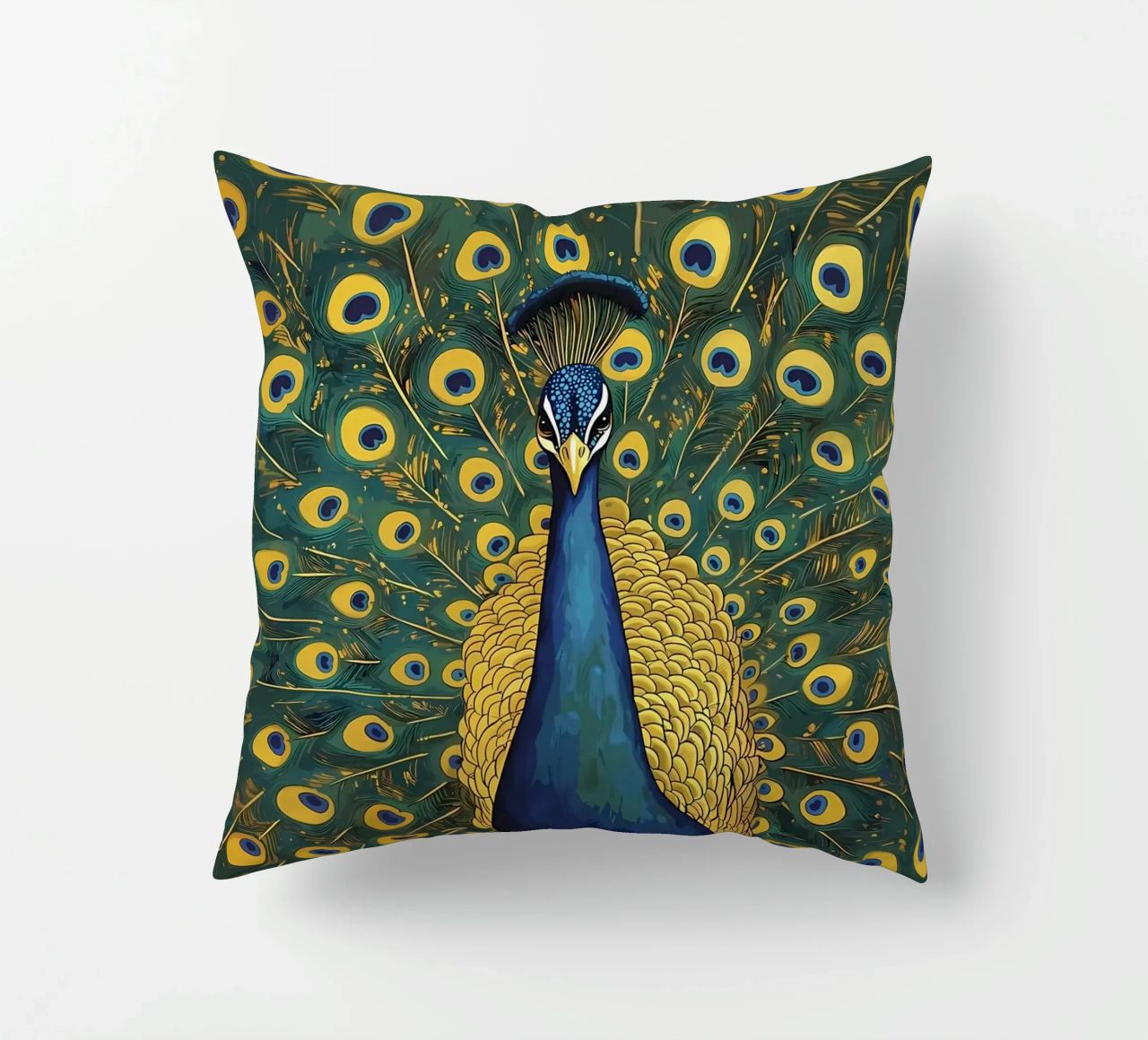 Peacock with Spread Feathers decorative cushion by Caeson