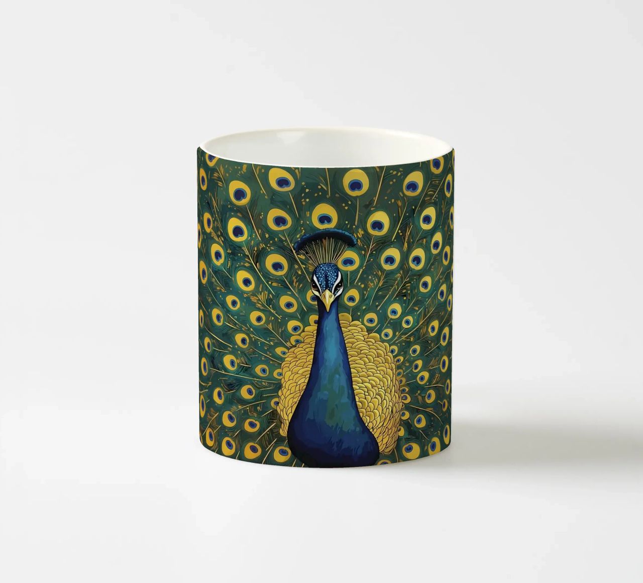 Pavone con piume sparse tazza in ceramica da Caeson