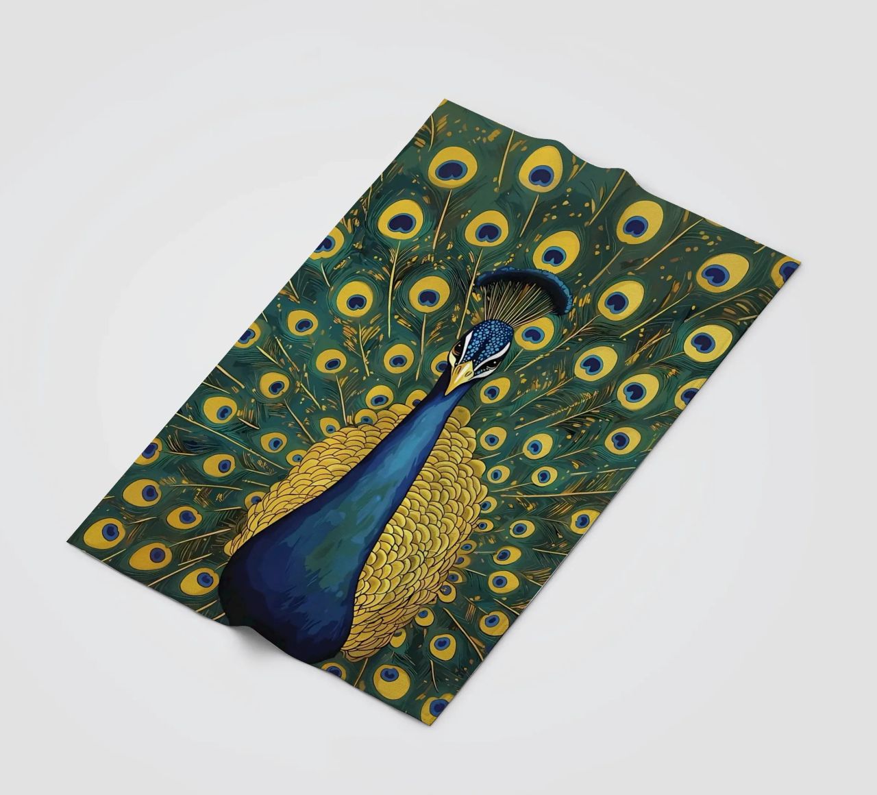 Peacock with Spread Feathers fleece blanket by Caeson