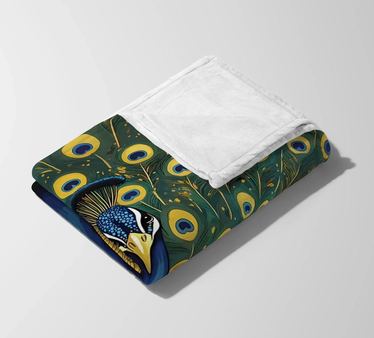 Peacock with Spread Feathers fleece blanket by Caeson