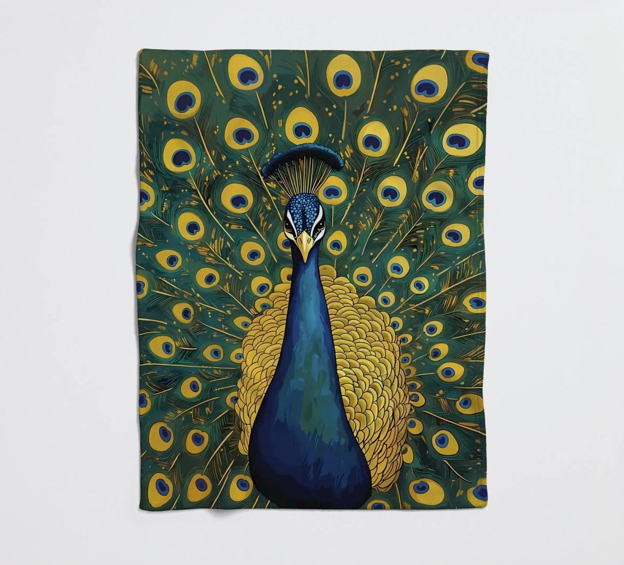 Peacock with Spread Feathers fleece blanket by Caeson