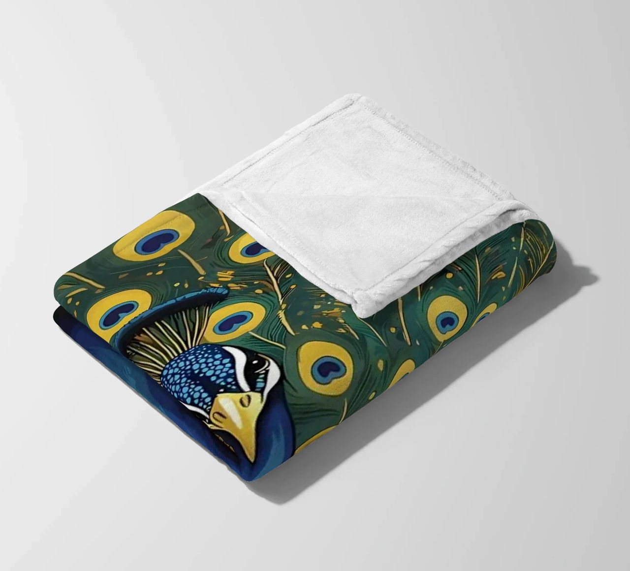 Peacock with Spread Feathers fleece blanket by Caeson