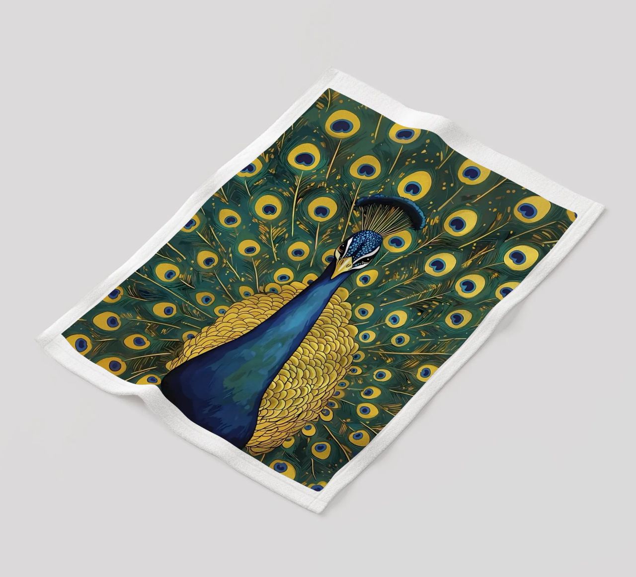 Peacock with Spread Feathers fleece blanket by Caeson