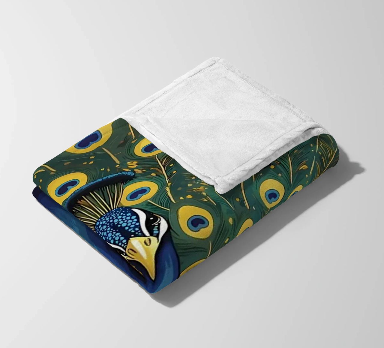 Peacock with Spread Feathers fleece blanket by Caeson