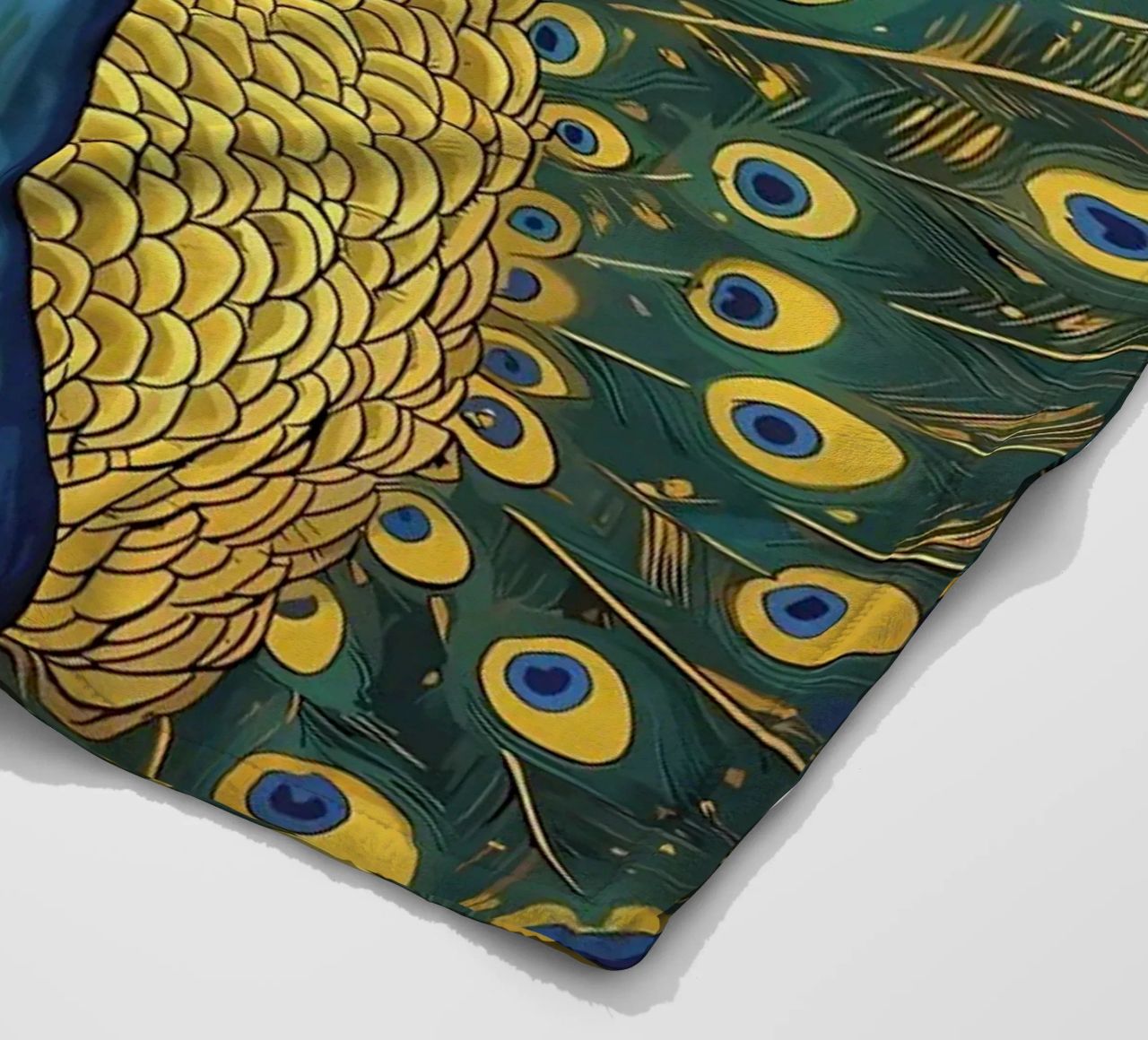 Peacock with Spread Feathers fleece blanket by Caeson