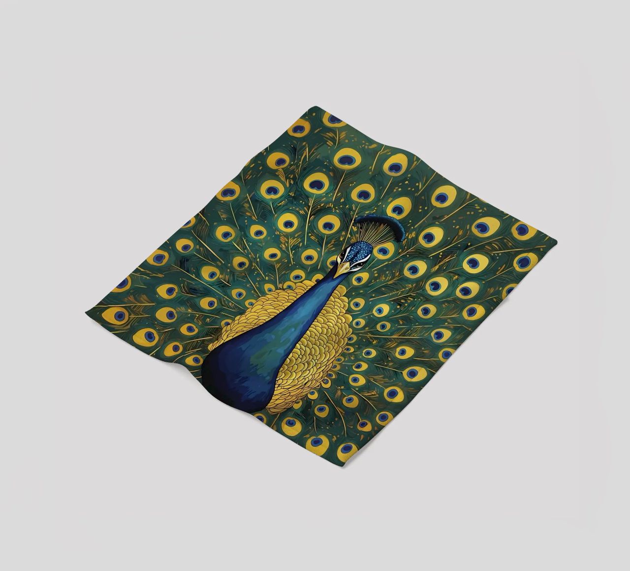 Peacock with Spread Feathers fleece blanket by Caeson