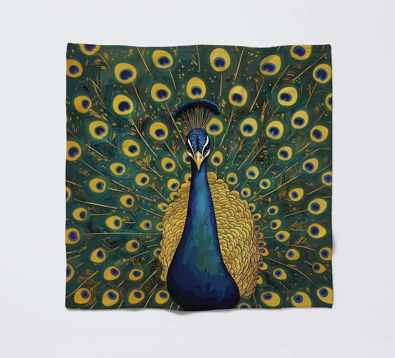 Peacock with Spread Feathers fleece blanket by Caeson