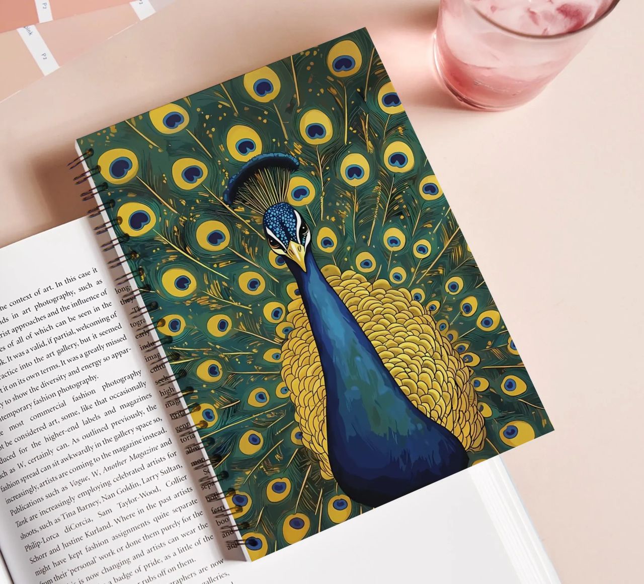 Peacock with Spread Feathers spiral notebook by Caeson