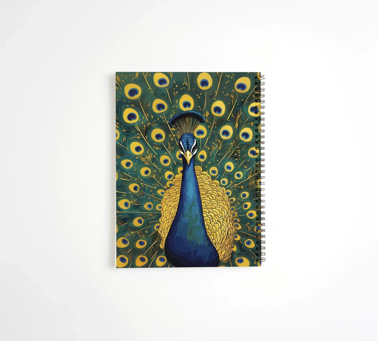 Peacock with Spread Feathers spiral notebook by Caeson