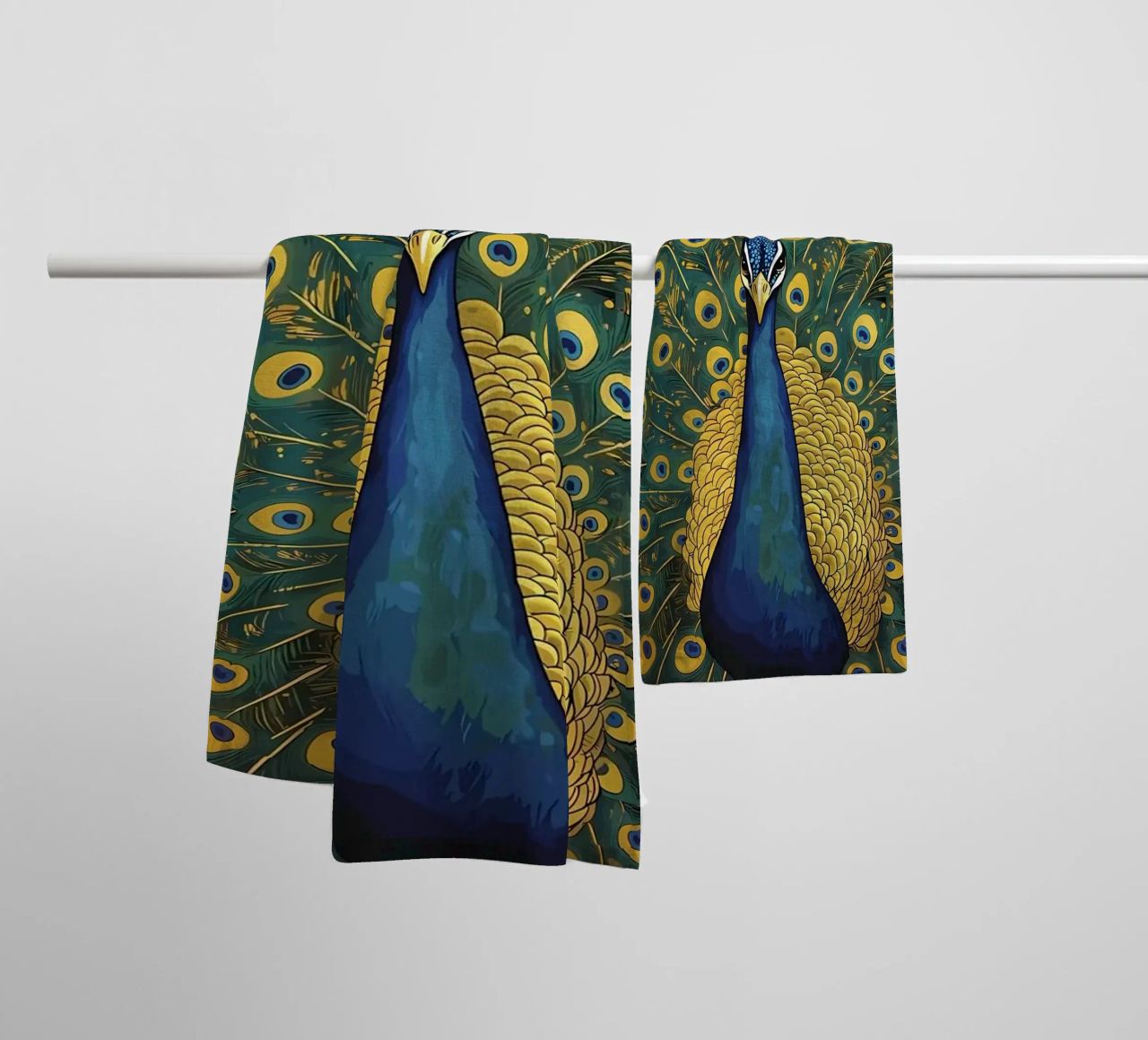 Peacock with Spread Feathers towel by Caeson