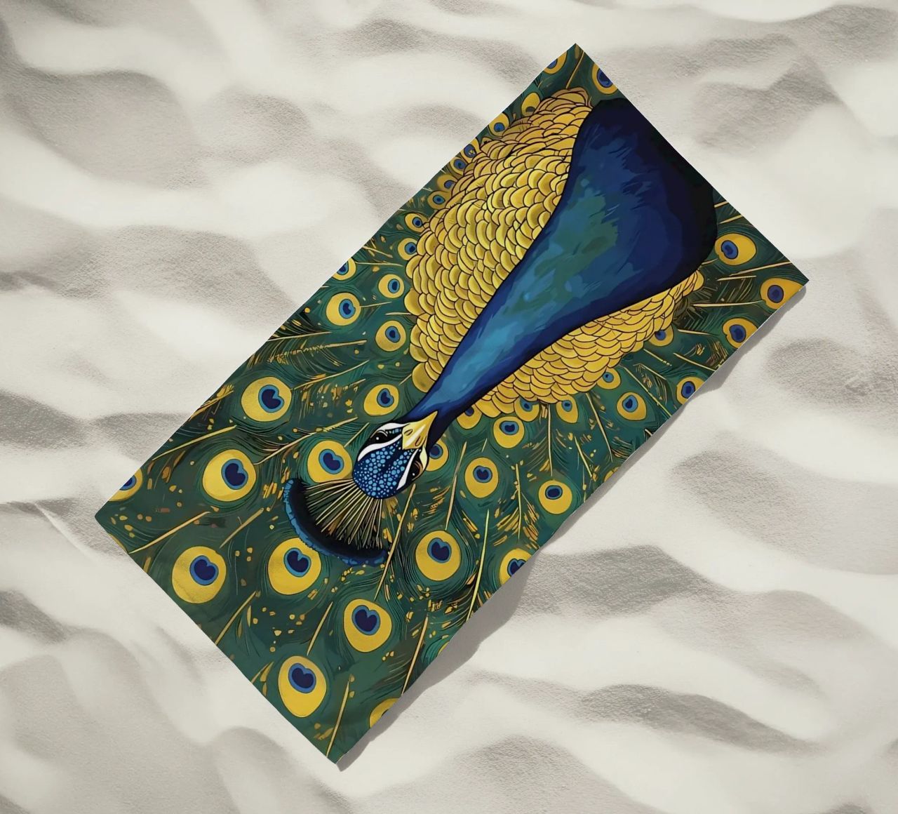 Peacock with Spread Feathers beach towel by Caeson