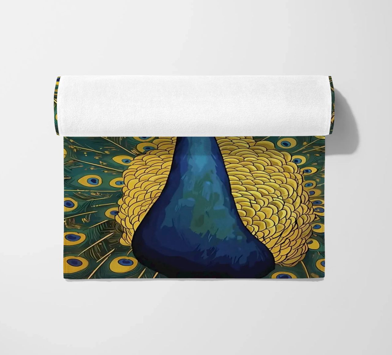 Peacock with Spread Feathers beach towel by Caeson