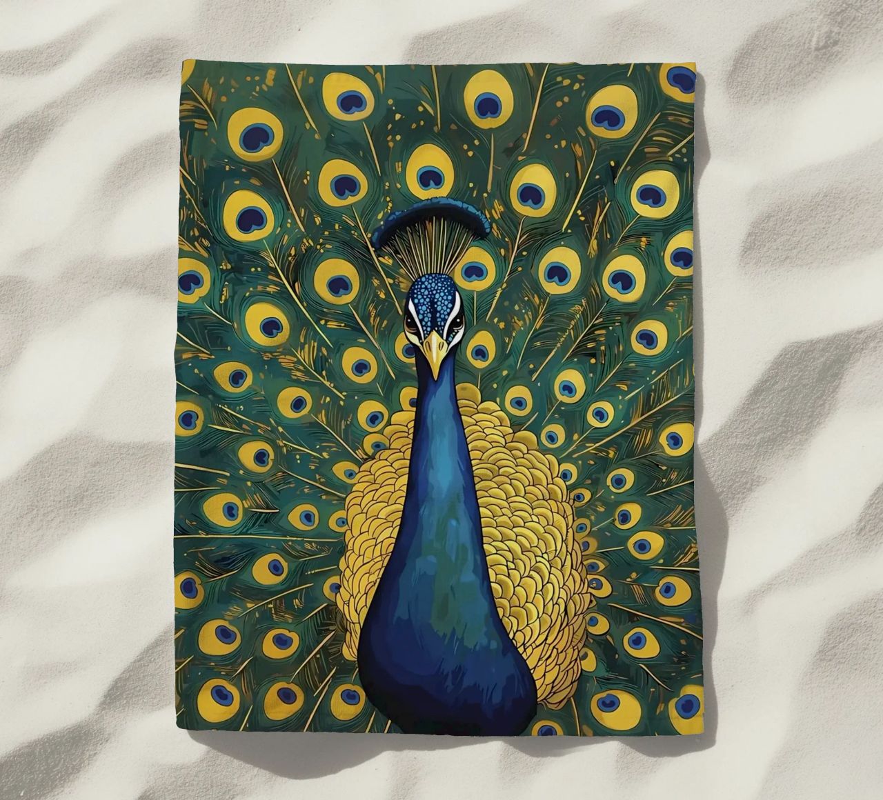 Peacock with Spread Feathers beach towel by Caeson