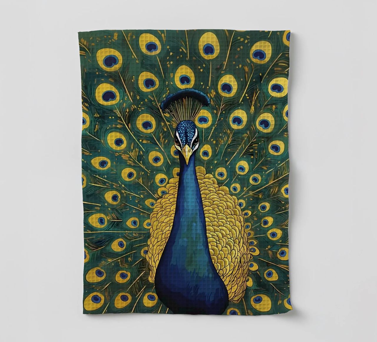 Peacock with Spread Feathers tea towel by Caeson