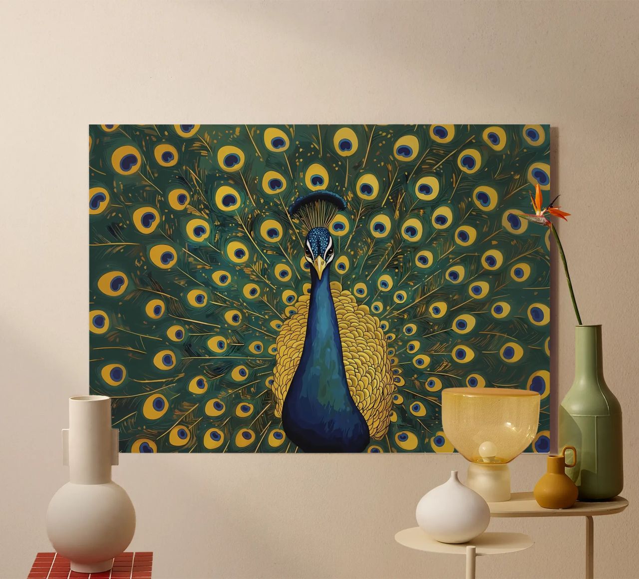 Pavone con piume sparse plexiglass da Caeson