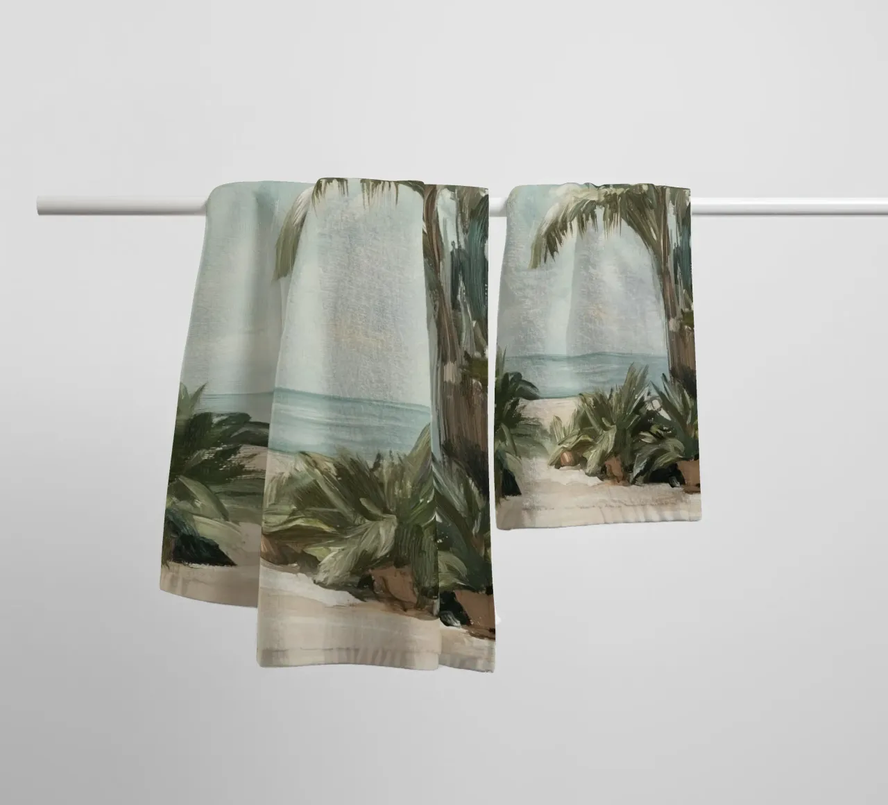 Rustig palmenlandschap badhanddoek van Carinaprint