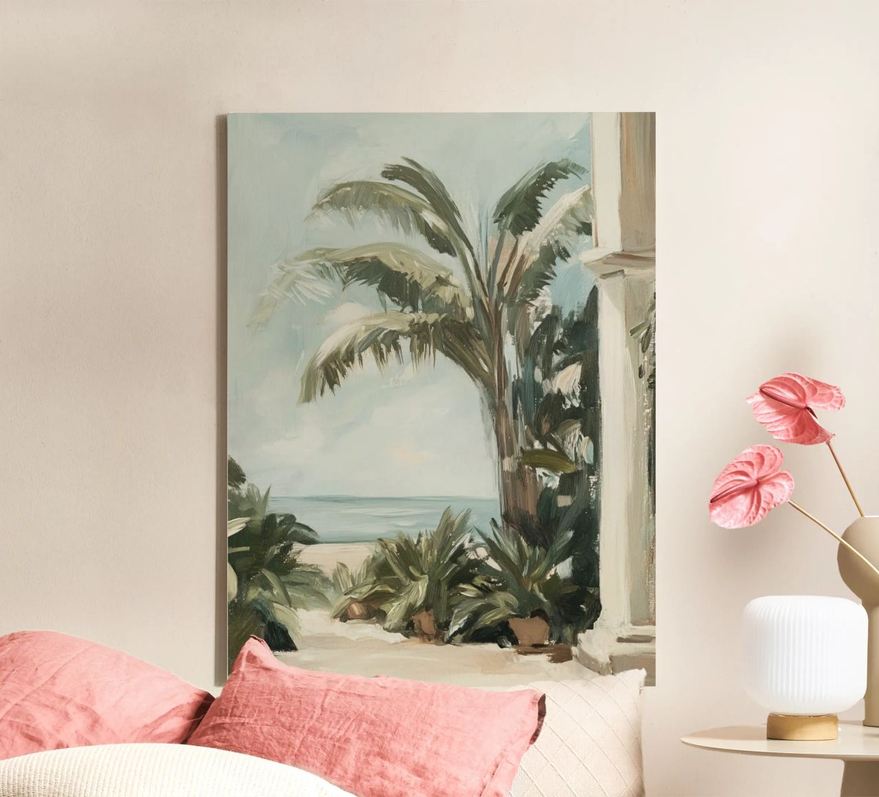 Ruhige Palmen Landschaft Leinwand von Carinaprint