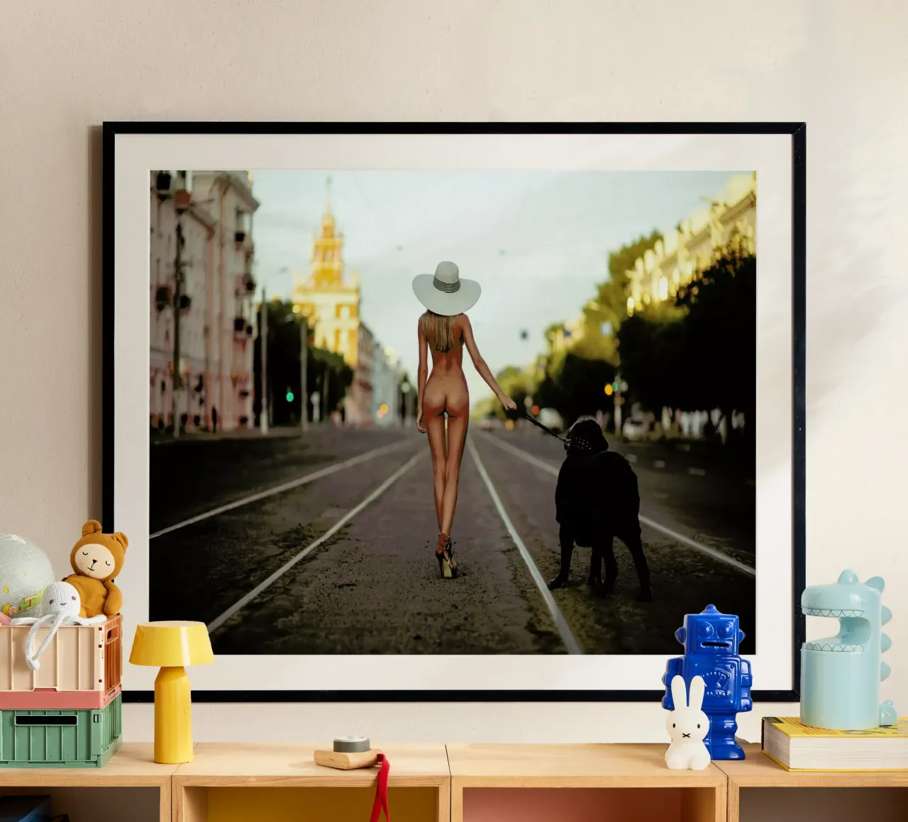 Lady with Her Dog - GeneOryx poster con telaio in alluminio da Pictufy