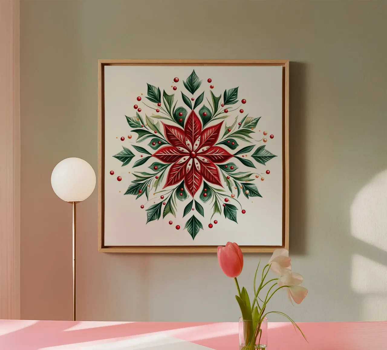 Mandala di Natale tela con Cornice a cassetta da Spiritual Touch