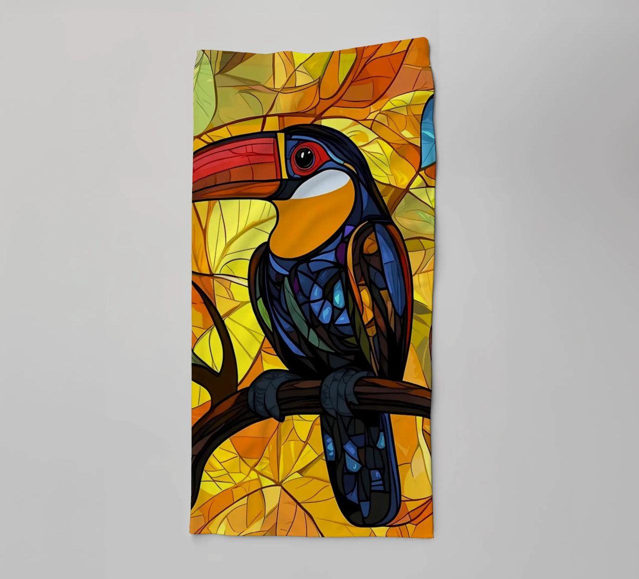 Toucan in Autumn Leaves towel by Caeson