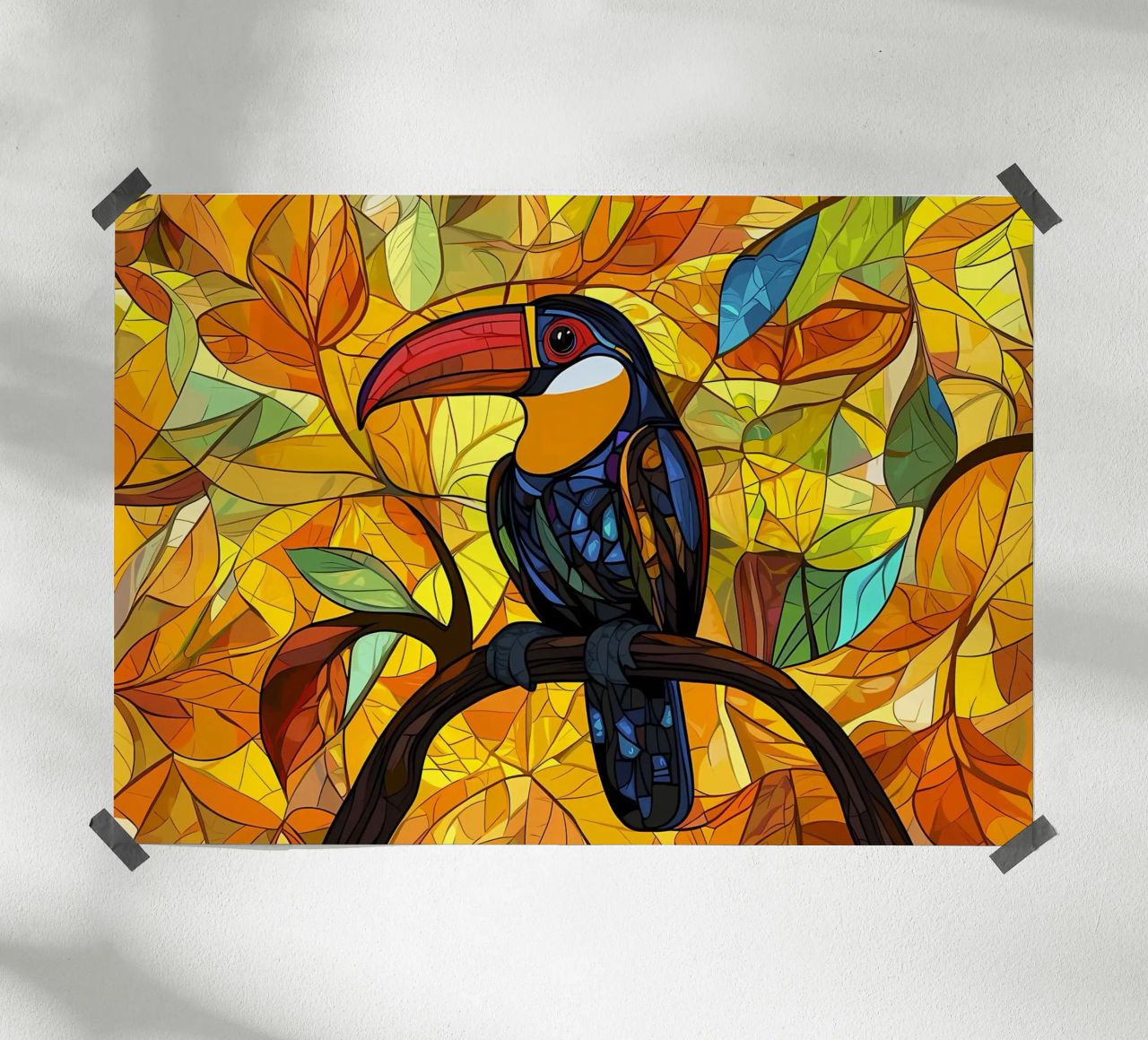 Toucan in Autumn Leaves poster by Caeson