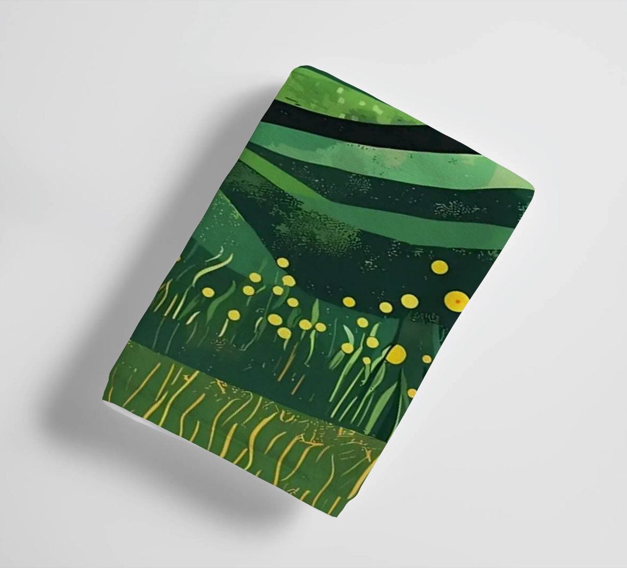 Yellow Moon Between Mountains towel by Caeson