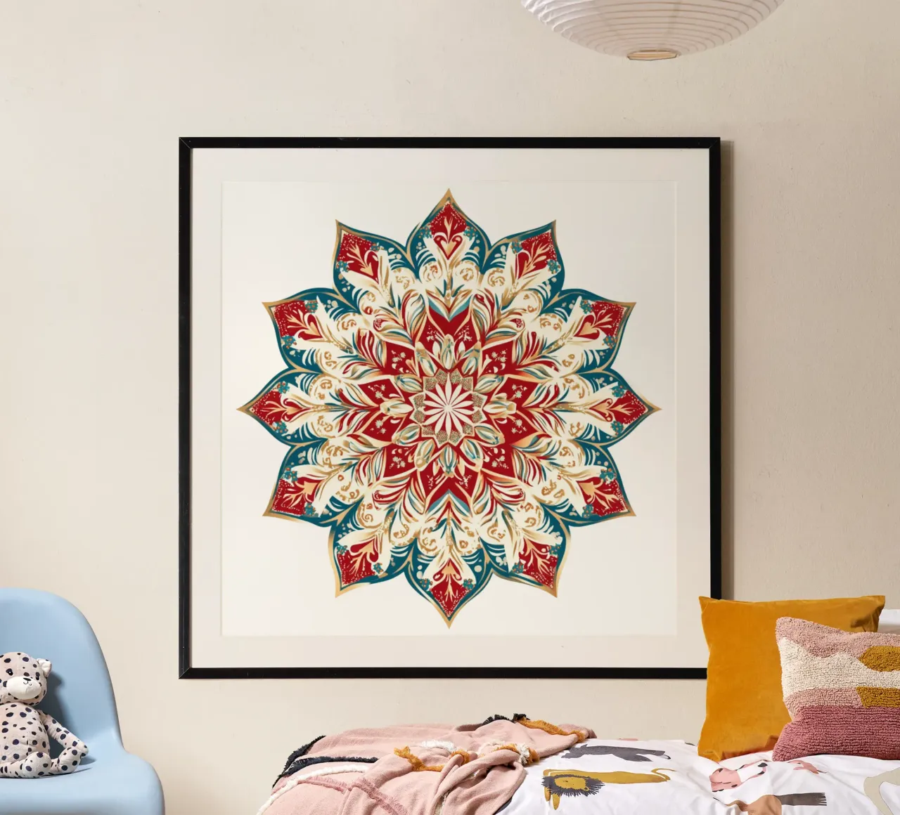 Mandala di Natale poster con telaio in legno da Spiritual Touch