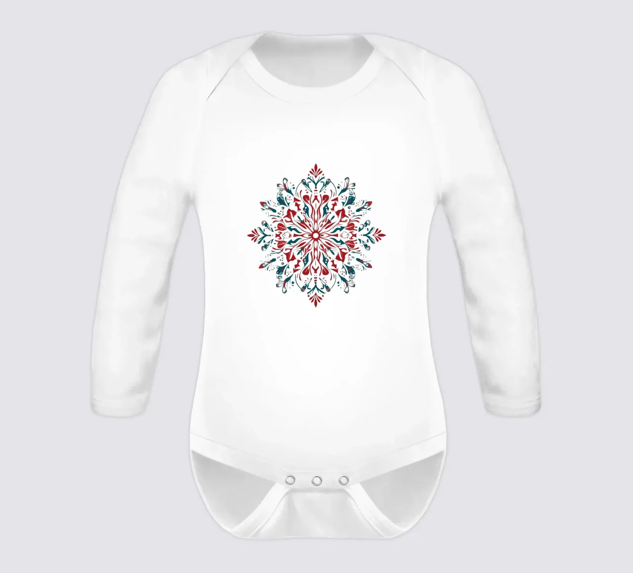Christmas Mandala long-sleeve baby romper by Spiritual Touch