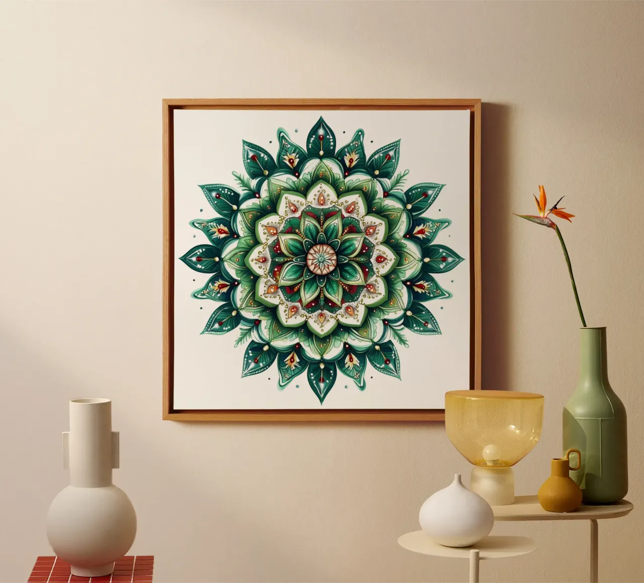 Mandala de Navidad lienzo con Marco flotante de Spiritual Touch