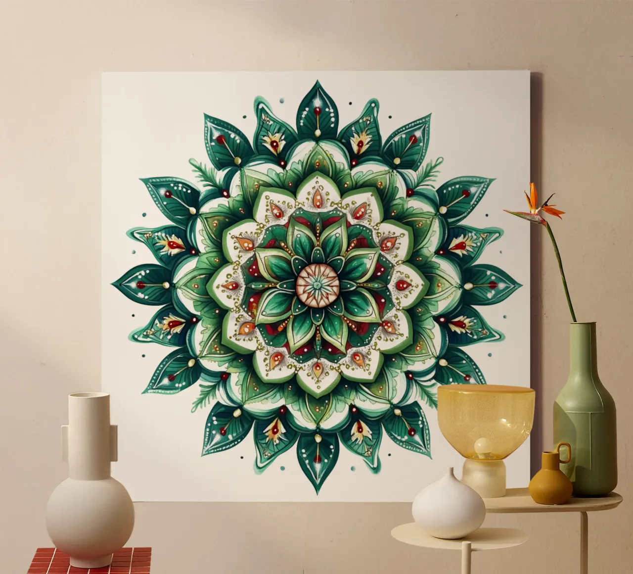Mandala de Navidad lienzo con Marco flotante de Spiritual Touch