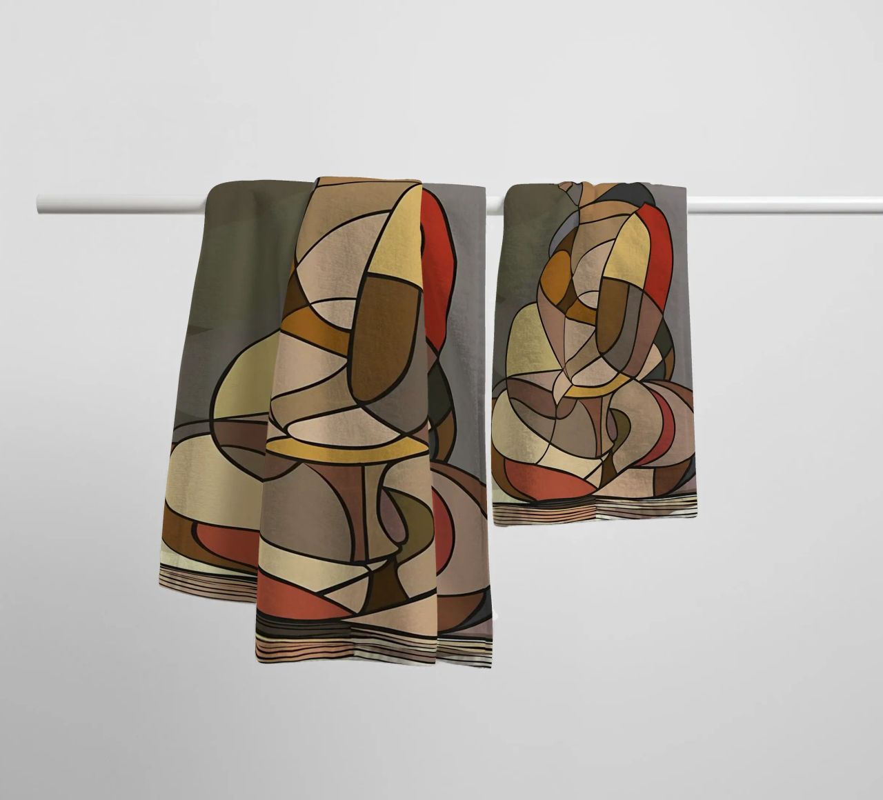 Abstract Venus of Willendorf towel by Caeson