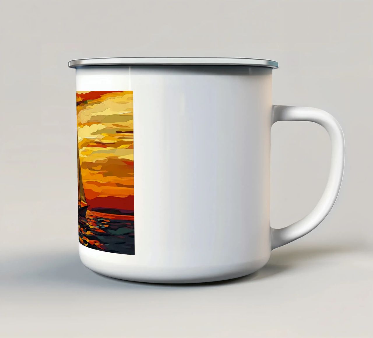 Navigazione al tramonto tazza in smalto da Caeson