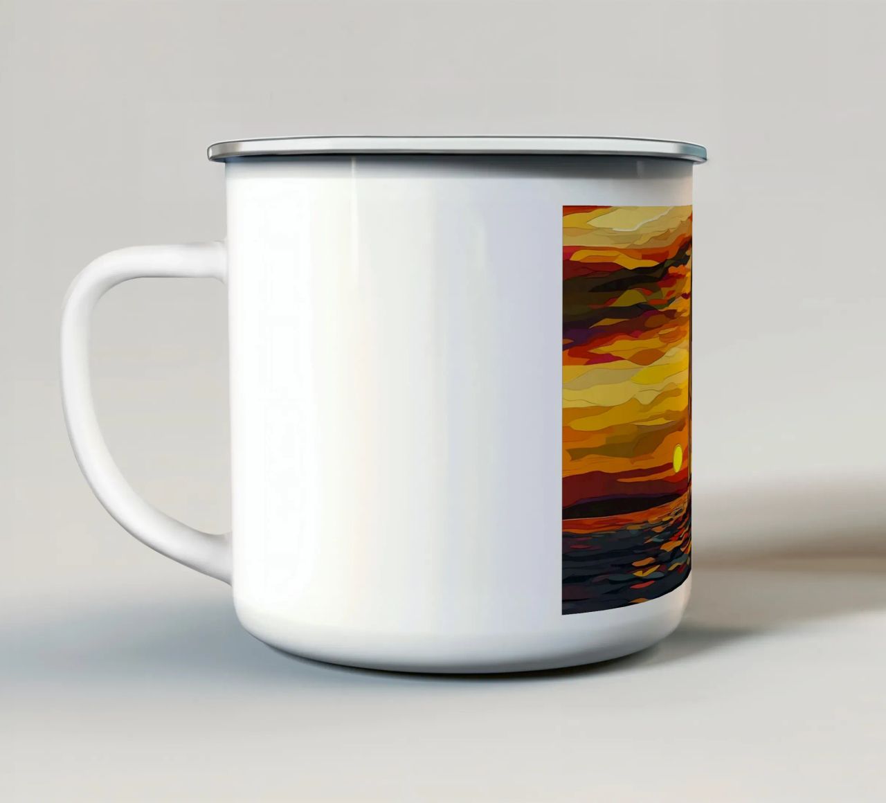 Navigazione al tramonto tazza in smalto da Caeson