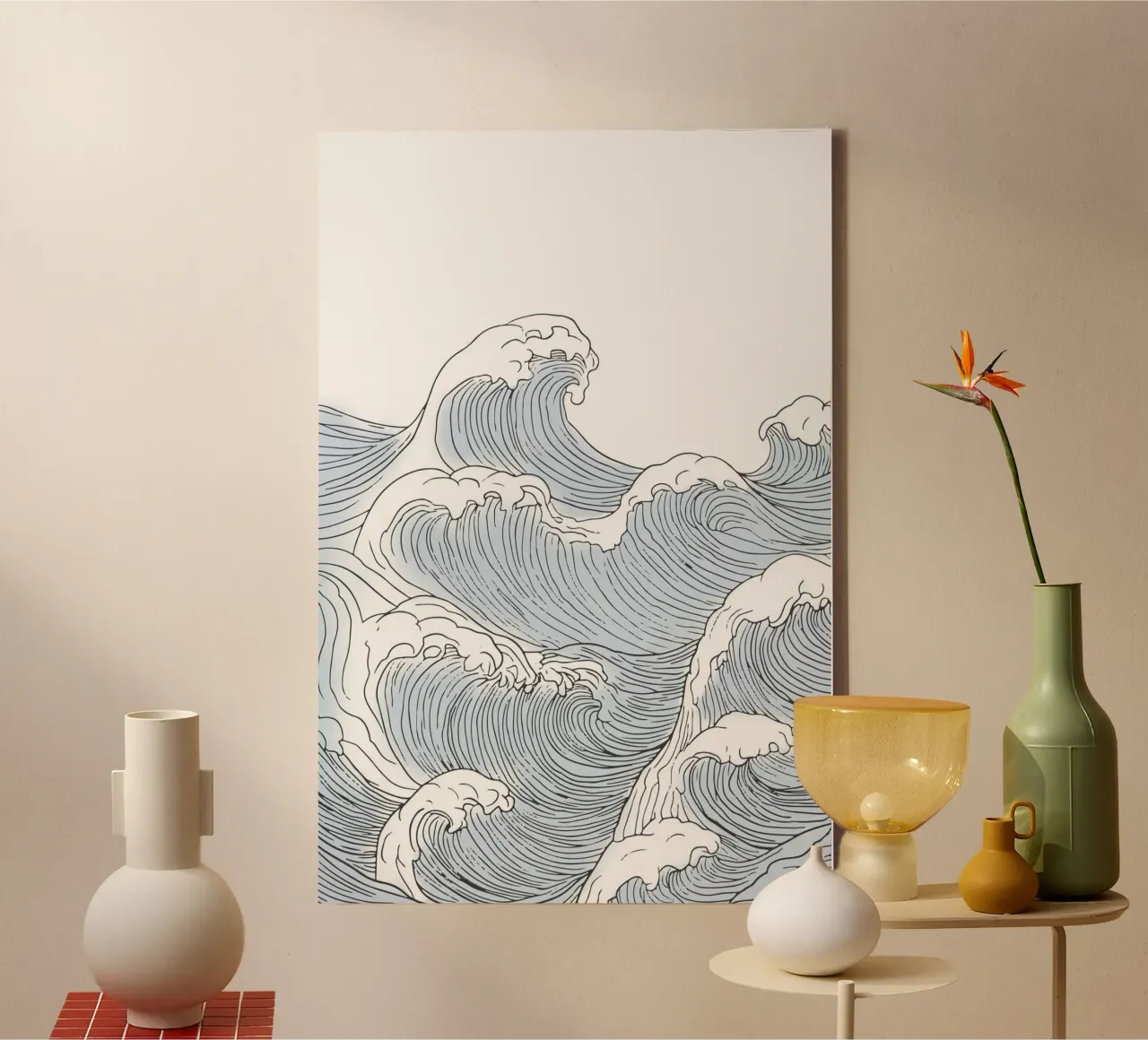 Ocean Wave Illustration canvas by Melloi Art Print