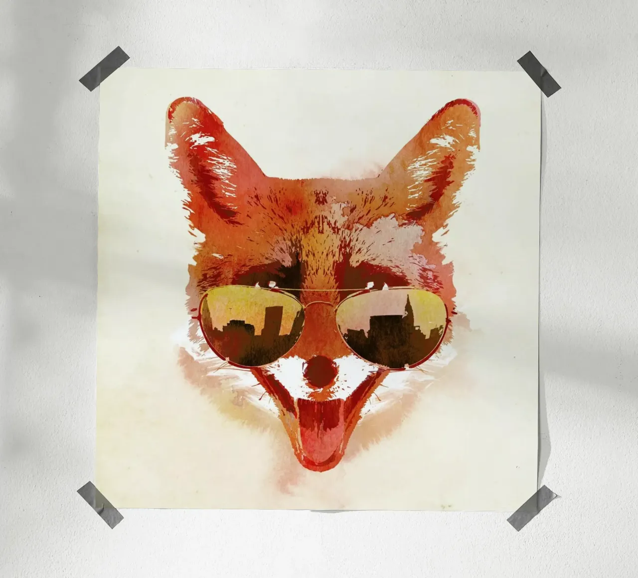 Big Town Fox poster con telaio in plastica da Róbert Farkas