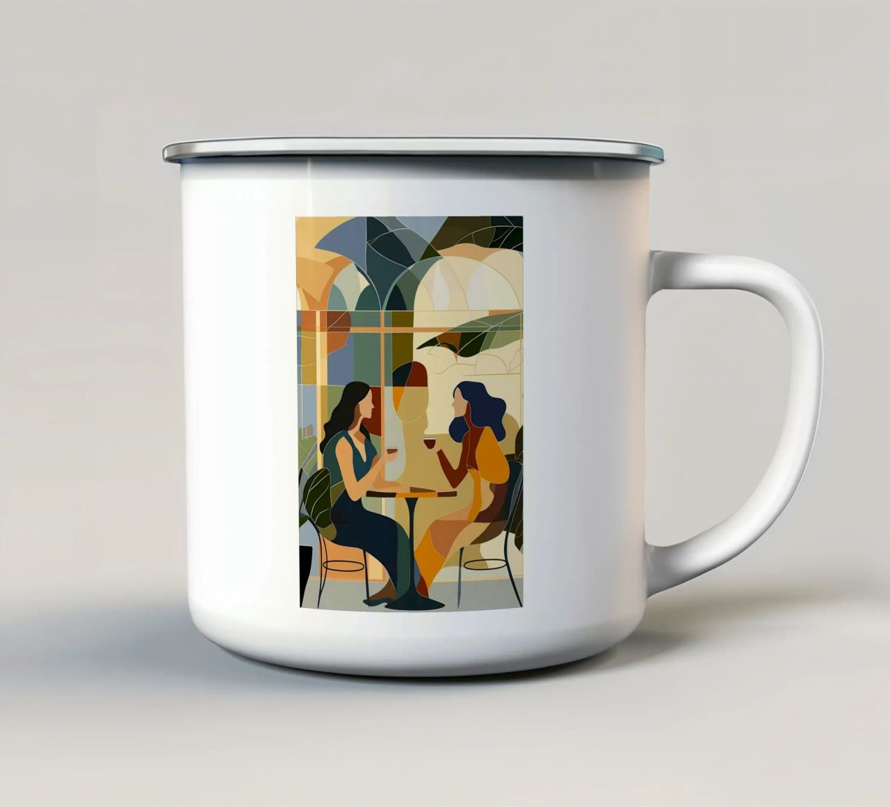 Conversazione con un caffè tazza in smalto da Caeson