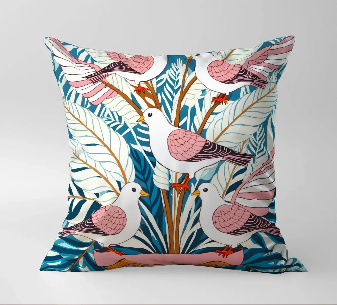 Cinque colombe in fiore cuscino da 83oranges.com