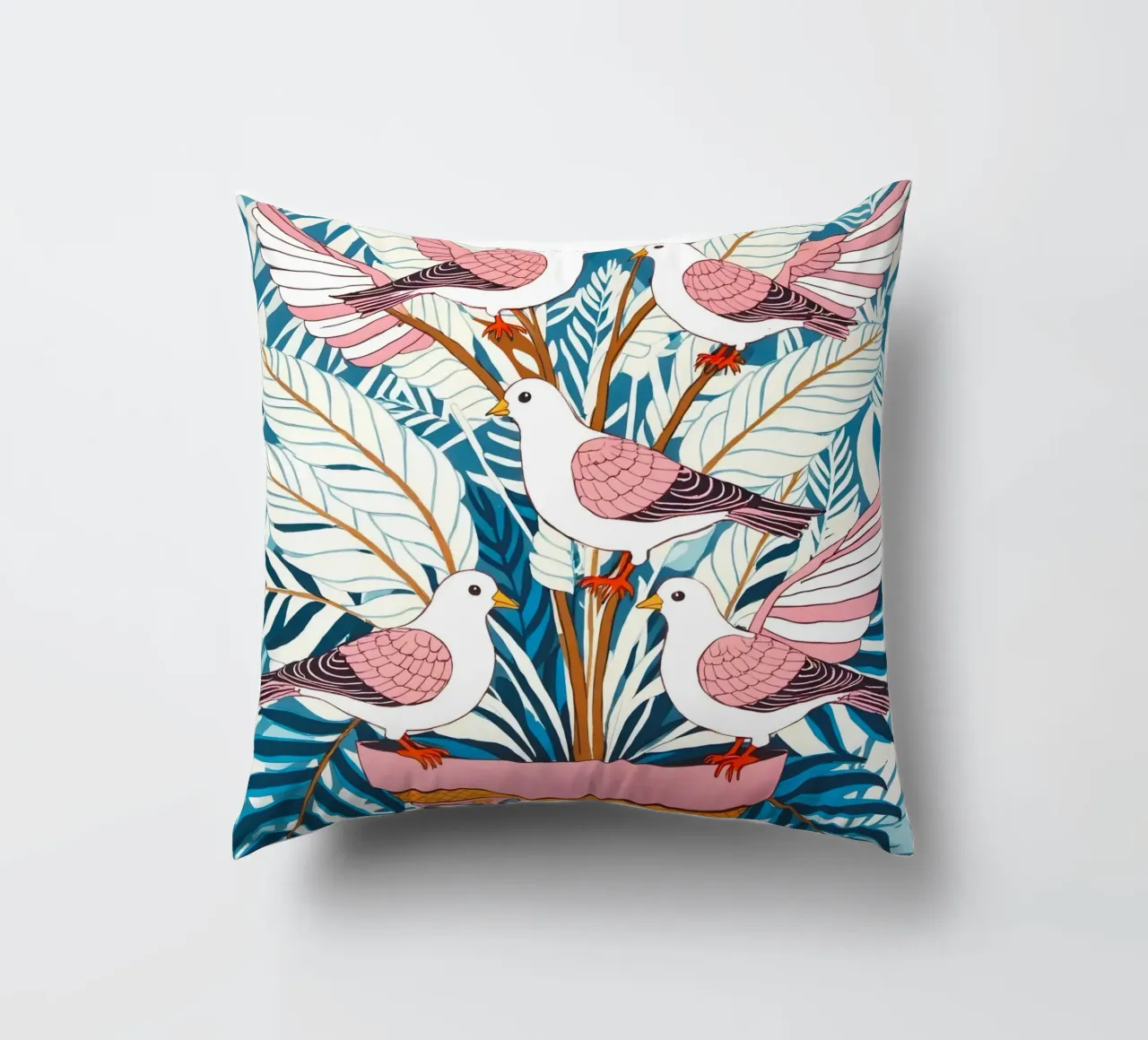 Cinque colombe in fiore cuscino da 83oranges.com
