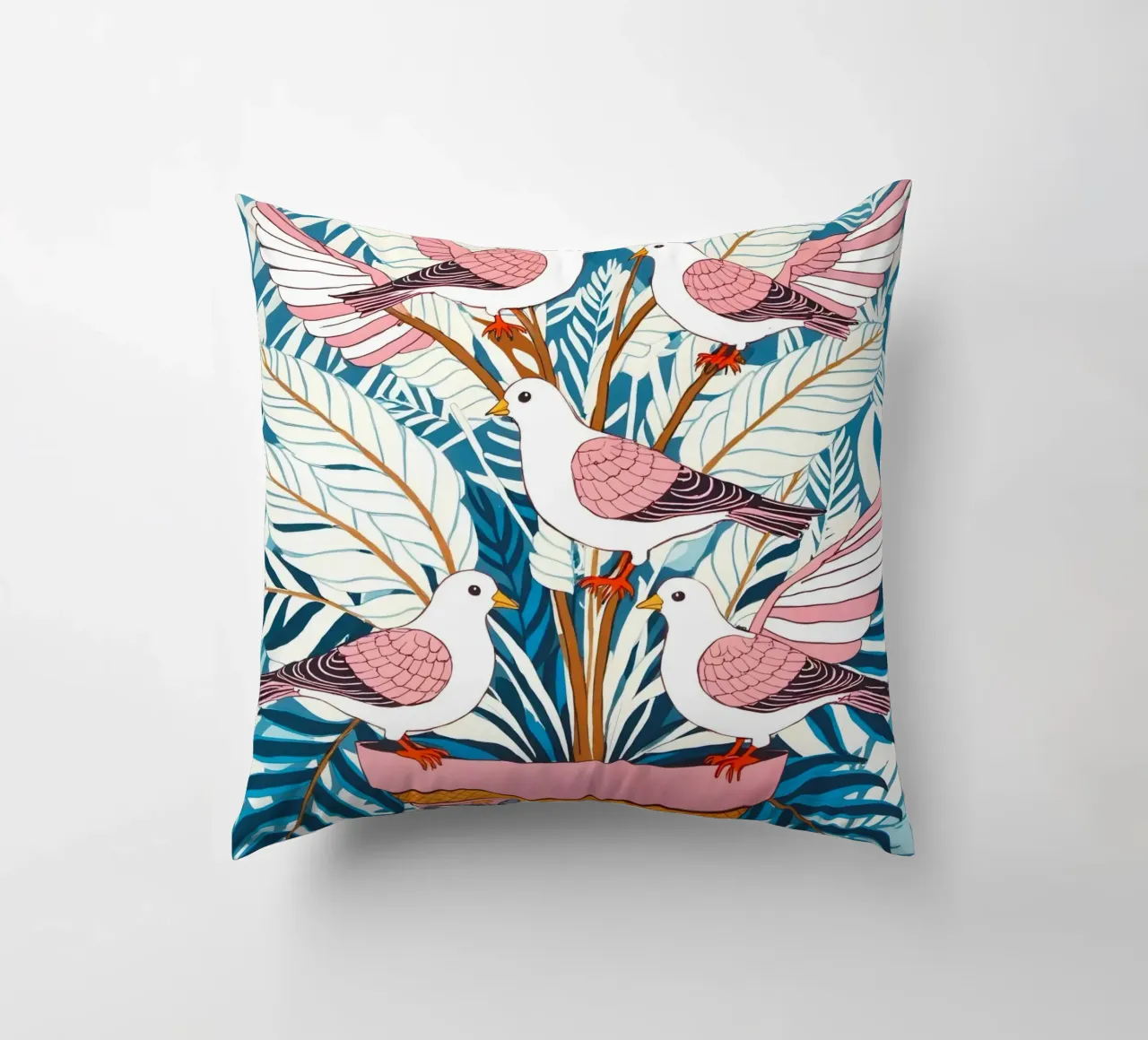 Cinque colombe in fiore cuscino da 83oranges.com