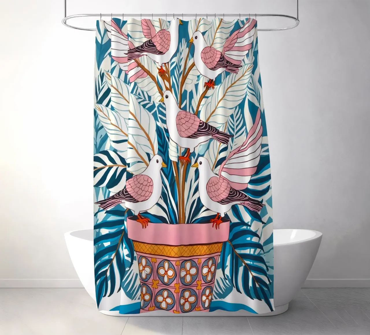 Cinque colombe in fiore tenda da doccia da 83oranges