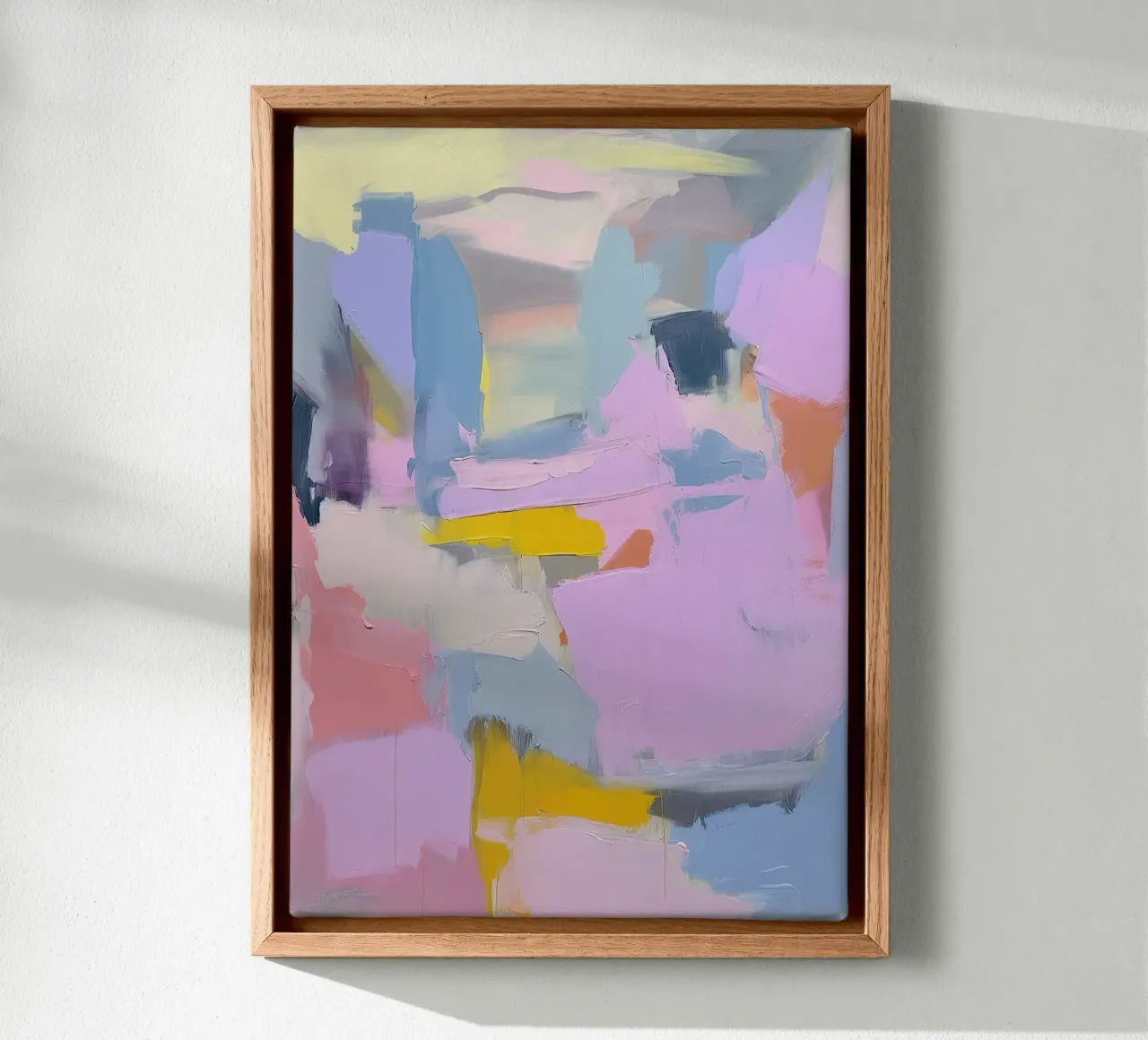 Abstract Modern Pastel Purper Expressionisme canvas met Baklijst van Euphoria Theresa