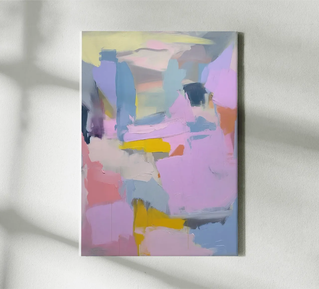 Abstract Modern Pastel Purper Expressionisme canvas met Baklijst van Euphoria Theresa