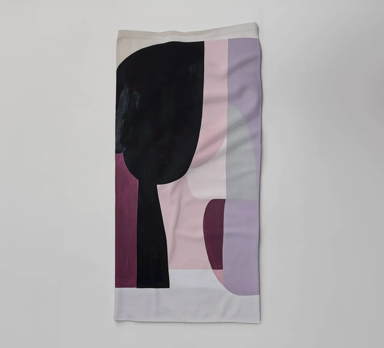 Abstract Scandi Paars Violet Beige Grijs Abstract Eigentijds badhanddoek van Euphoria Theresa
