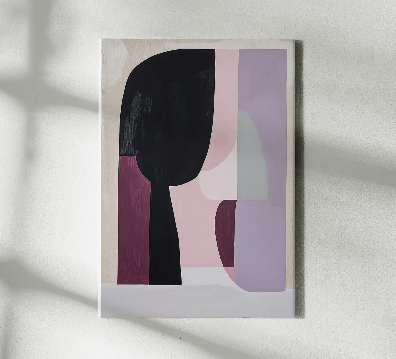 Abstract Scandi Paars Violet Beige Grijs Abstract Eigentijds canvas met Baklijst van Euphoria Theresa