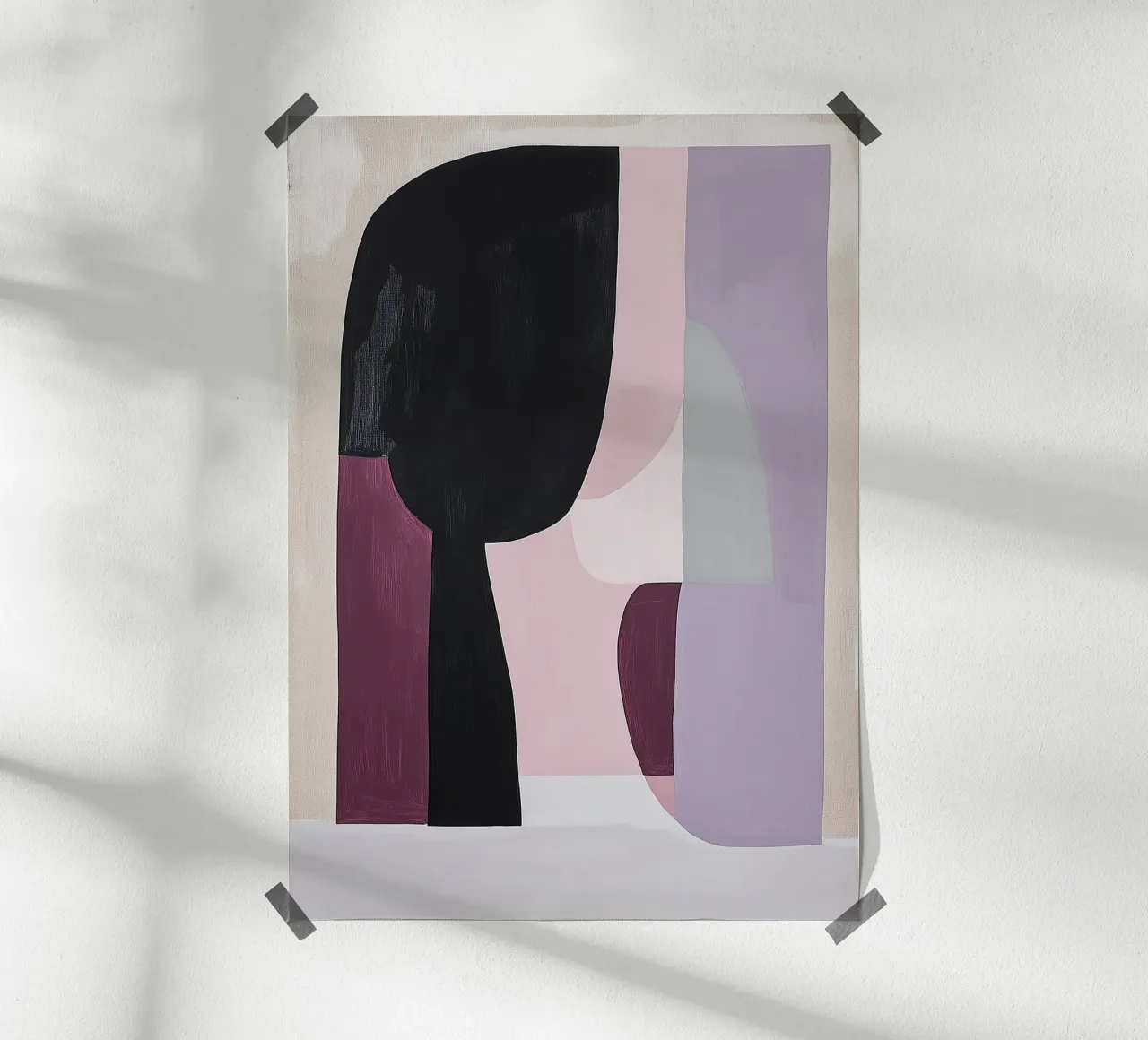 Abstract Scandi Paars Violet Beige Grijs Abstract Eigentijds poster van Euphoria Theresa