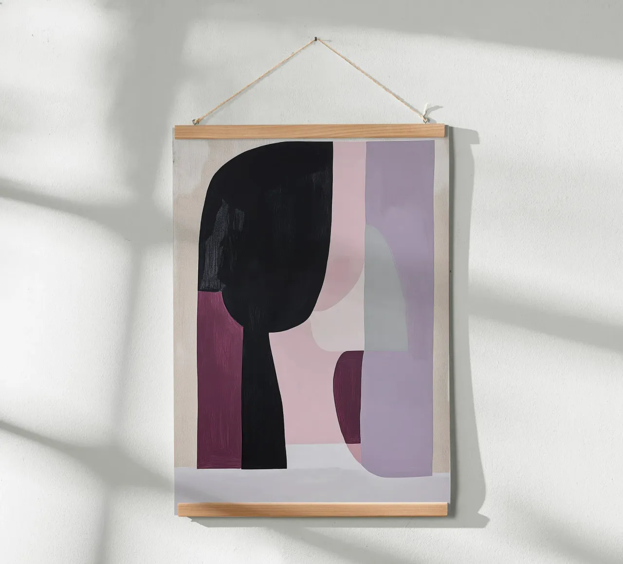 Abstract Scandi Paars Violet Beige Grijs Abstract Eigentijds poster van Euphoria Theresa